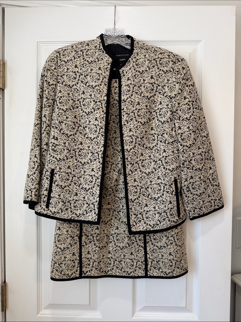 Doncaster Beige and Black Trim Patterned Jacket